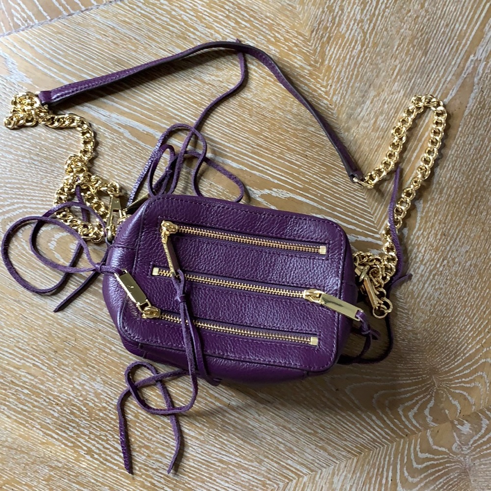 REBECCA MINKOFF Purple 4 Zip Moto Camera Bag